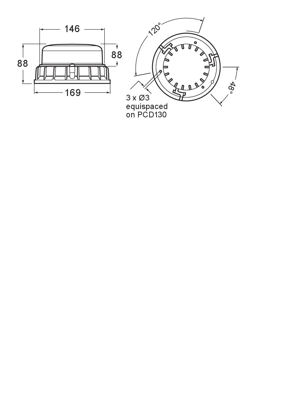 HELLA K-LED MINING AMBER LED BEACON 9-33V STROBE & ROTATING DIRECT MOUNT