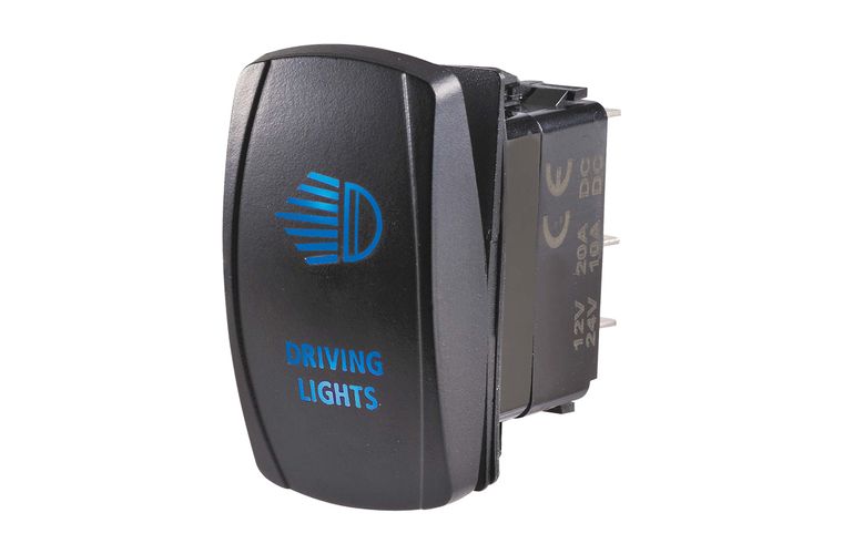 12/24V Off/On LED Illuminated Sealed Rocker Switch with "Driving Lights" Symbol