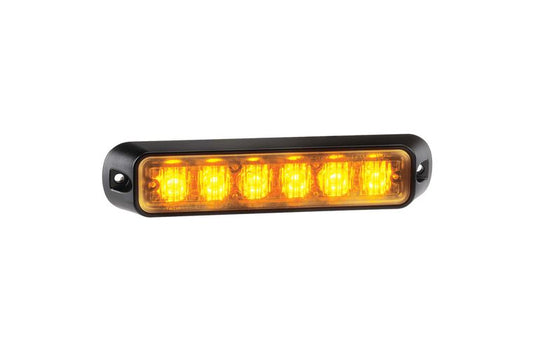 12/24V LOW PROFILE HIGH POWERED LED WARNING LIGHT (AMBER), 6 X 1W LEDS, MULTIPLE FLASHES