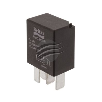 BRITAX C/OVER MICRO RELAY 24V 25/30a 5 PIN N/O RESISTOR TYPE