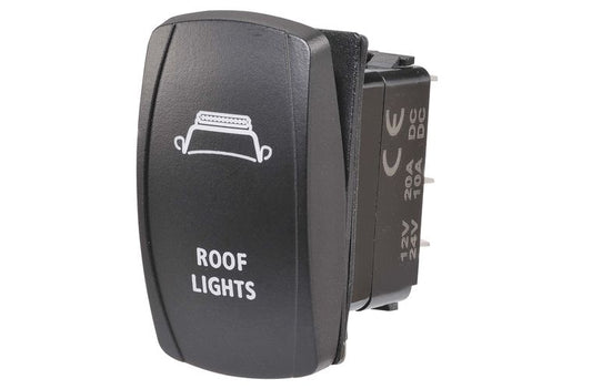 12/24V Off/On LED Illuminated Sealed Rocker Switch with "Roof Lights" Symbol