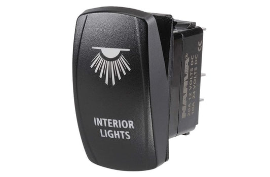 12/24V OFF/ON LED ILLUMINATED SEALED ROCKER SWITCH WITH "INTERIOR LIGHTS" SYMBOL