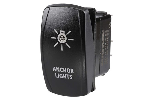 12/24V OFF/ON LED ILLUMINATED SEALED ROCKER SWITCH WITH "ANCHOR LIGHTS" SYMBOL (BLUE)