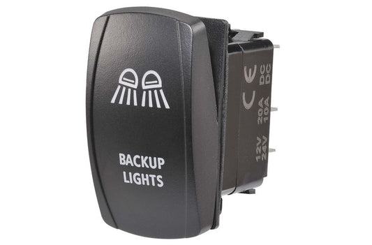 12/24V Off/On LED Illuminated Sealed Rocker Switch with "Backup Lights" Symbol (Bl