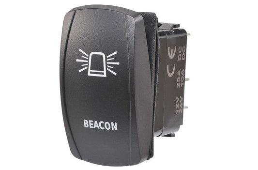 12/24V Off/On LED Illuminated Sealed Rocker Switch with "Beacon" Symbol (Amber)