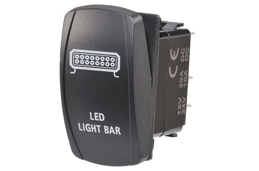 12/24V Off/On LED Illuminated Sealed Rocker Switch with "LED Light Bar" Symbol