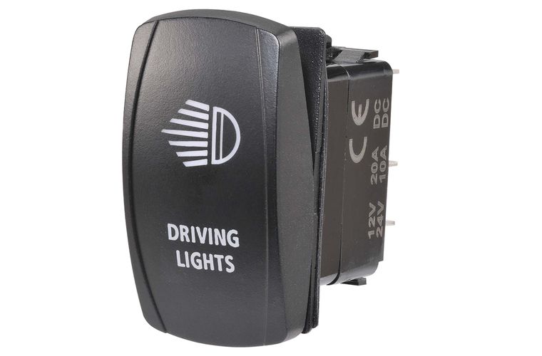 12/24V Off/On LED Illuminated Sealed Rocker Switch with "Driving Lights" Symbol