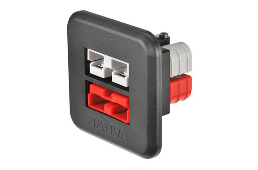 HEAVY-DUTY FLUSH MOUNT DUAL 50 AMP CONNECTORS – GREY/RED